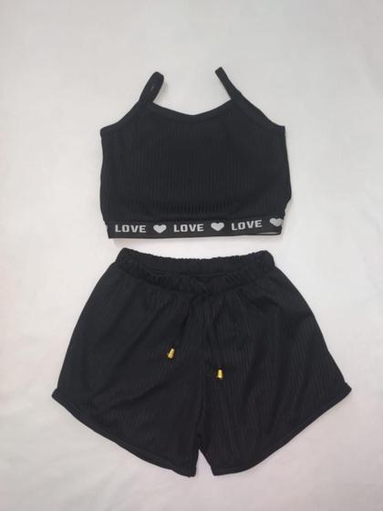 Imagem de Conjunto Infantil Feminino Love Canelado 2 Ao 10 Moda Verão