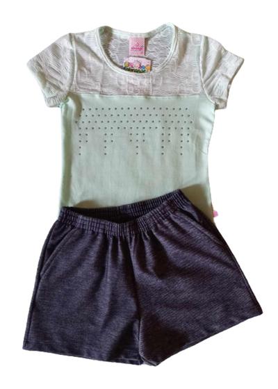 Imagem de Conjunto Infantil Feminino MC + Shorts Abrange