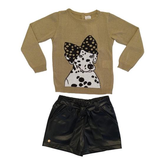 Imagem de Conjunto Infantil Feminino Short Cirre Tricot Luxo 231238