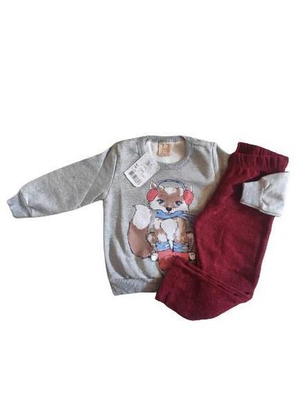 Imagem de Conjunto infantil inverno blusa moletom e calça boucle