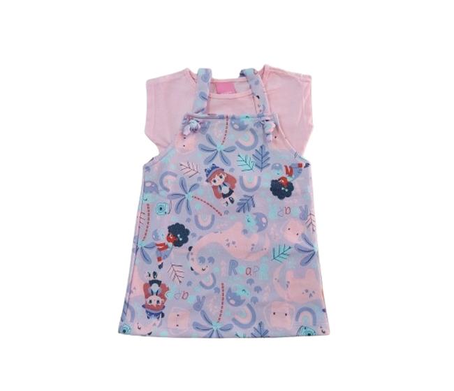 Imagem de Conjunto Infantil Kamylus Salopete e Blusa Lilas/Rosa Cód: 520