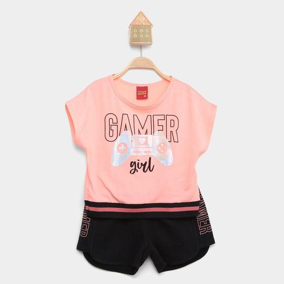 Imagem de Conjunto Infantil Kyly Camiseta e Short Gamer Menina 2 Peças