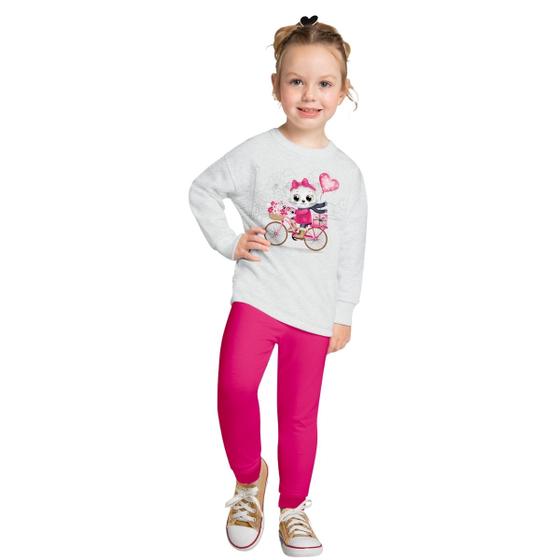 Imagem de Conjunto Infantil Kyly Menina Casaco e Calça Moletom Peluciado  Confortável Moderno 1000756