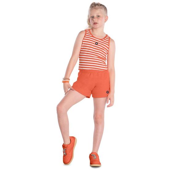 Imagem de Conjunto Infantil Kyly Regata Cropped Ribana Short Moletinho Leve