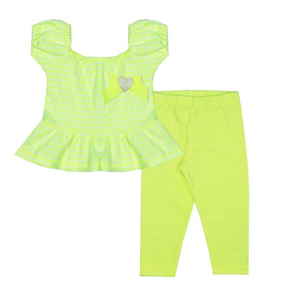 Imagem de Conjunto Infantil Malha Tradic/Cotton Turminha &amp Cia Rosa 41010 Amarelo Neon