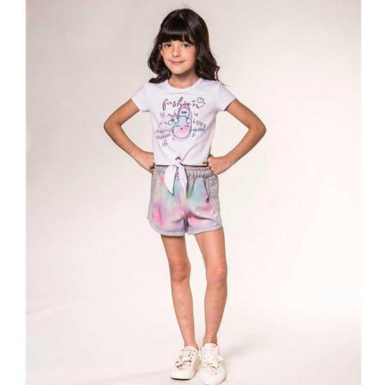 Imagem de Conjunto infantil manga curta fashion shorts paête feminino kukiê ref: 48198  6/12 - KUKIE