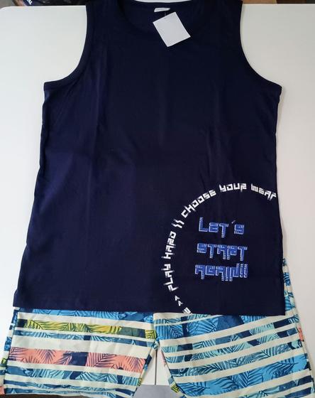 Imagem de Conjunto infantil masculino camiseta regata e bermuda Tactel Tam.14 Rovitex 