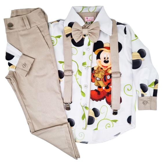 Imagem de Conjunto Infantil Masculino com Calça Mickey Safari