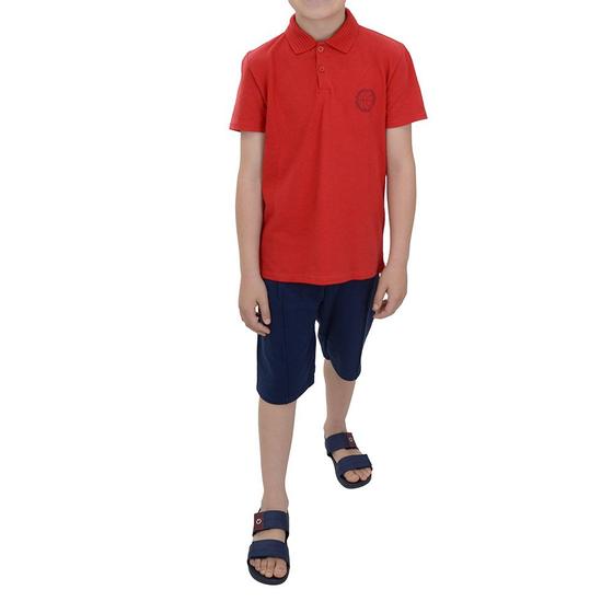 Imagem de Conjunto Infantil Masculino Malwee Polo Piquet Vermelho e Marinho - 100010