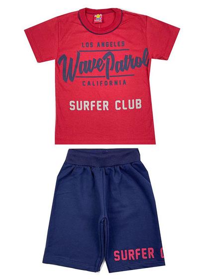 Imagem de Conjunto Infantil Masculino Surfer Club - Lual Kids - Carmim/Marinho