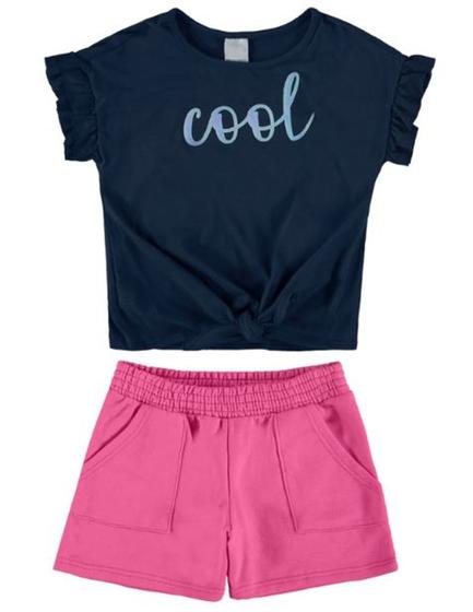 Imagem de Conjunto Infantil Menina Blusa em Meia Malha Shorts em Moletinho com Brilho - Malwee Kids