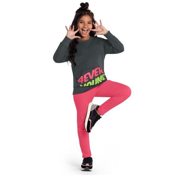 Imagem de Conjunto Infantil Menina Blusa Moletom e Legging Cotton Confortável Moderna Kyly 1000093