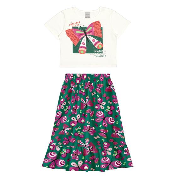 Imagem de Conjunto Infantil Menina Blusa/Saia Midi Borboleta Alakazoo