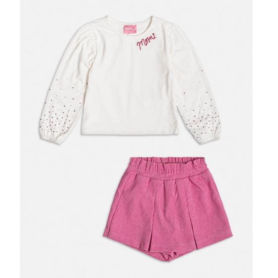 Imagem de Conjunto Infantil Menina Blusa/Short Saia Veludo Cotelê Momi