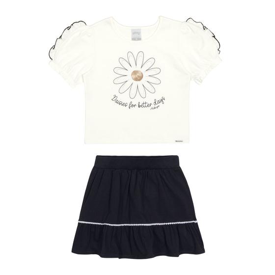 Imagem de Conjunto Infantil Menina Blusa/Shorts Saia Flor Alakazoo