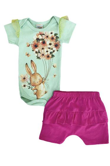 Imagem de Conjunto Infantil Menina Body Ribana Coelhinho e Short - Didiene