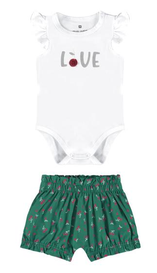 Imagem de Conjunto infantil menina body + shorts algodão - malwee kids