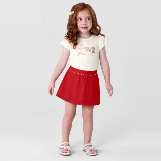 Imagem de Conjunto infantil menina com blusa e saia shorts Mundi