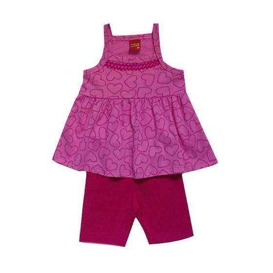 Conjunto infantil menina com estampa de corações Menor preço em Conjunto infantil menina com estampa de corações