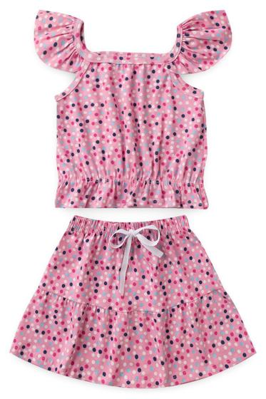 Imagem de Conjunto Infantil Menina Cropped E Saia Bolinha