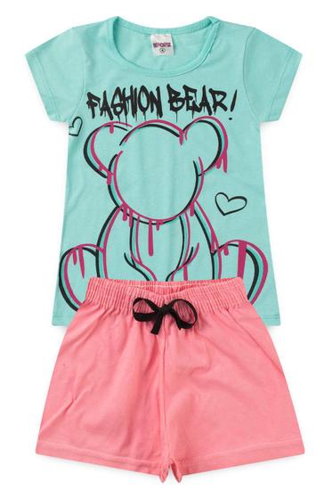 Imagem de Conjunto Infantil Menina Fashion Bear Verde Água