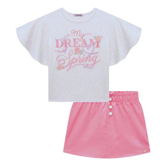 Imagem de Conjunto Infantil Menina Infanti Blusa em Cotton e Short Saia