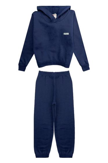 Imagem de Conjunto Infantil Menina Moletom Cropped - Azul Marinho