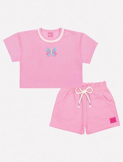 Imagem de Conjunto Infantil Menina Monocromático Borboleta Rosa Mundo Cinti