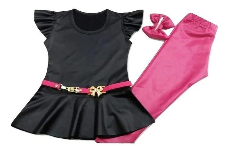 Imagem de Conjunto Infantil Menina PRETO PINK Blogueirinha Mini Diva Cirrê Importado