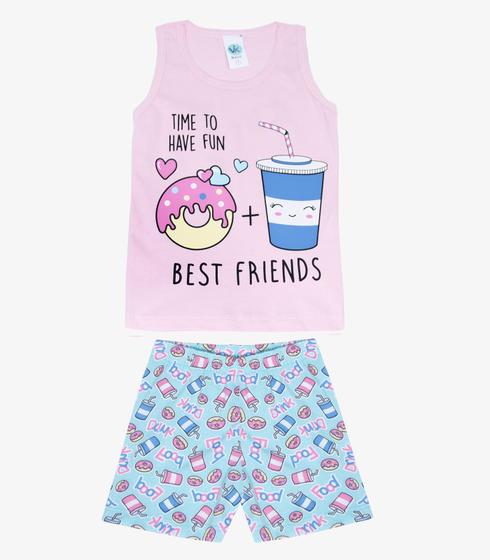 Imagem de Conjunto Infantil Menina Regata E Short Viston Rosa