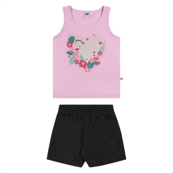 Imagem de Conjunto Infantil Menina Regata Flamingo Shorts Marlan 64843