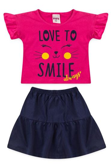 Imagem de Conjunto Infantil Menina Saia Smile Pink