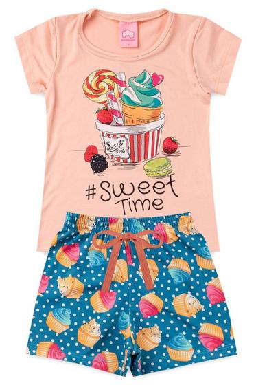 Imagem de Conjunto Infantil Menina Sweet Time Shorts Estampado