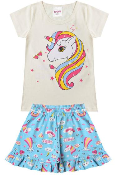 Imagem de Conjunto Infantil Menina Unicórnio Magic Dreams Off-White