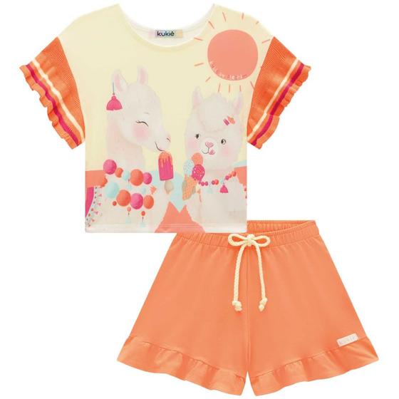 Imagem de Conjunto Infantil Menina Verão Cropped em Malha Fresh e Short em Molevisco 2 a 14 - Kukiê