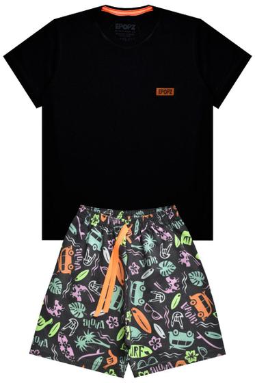 Imagem de Conjunto Infantil Menino Basico Preto Surf