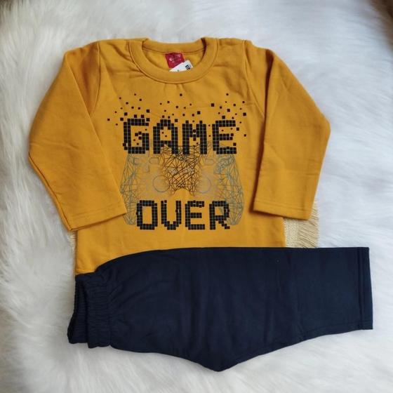 Imagem de Conjunto infantil menino blusa e calça em moletom  game