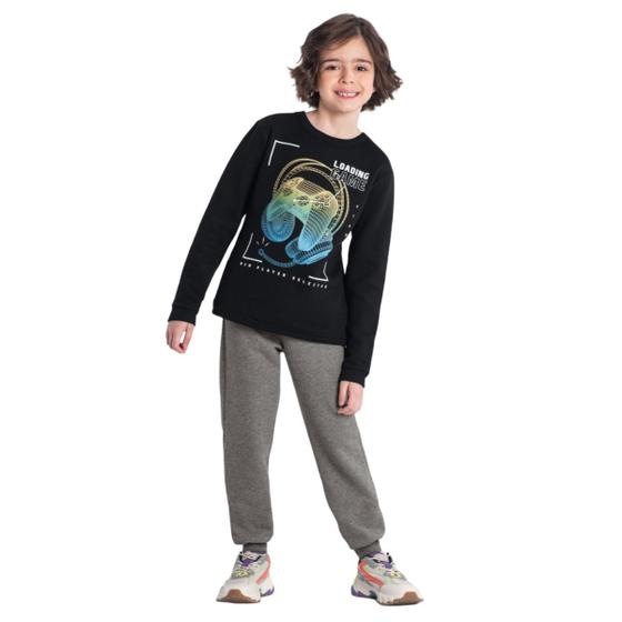 Imagem de Conjunto Infantil Menino Blusa e Calça Jogger Moletom Confortável Moderno Brandili 56027