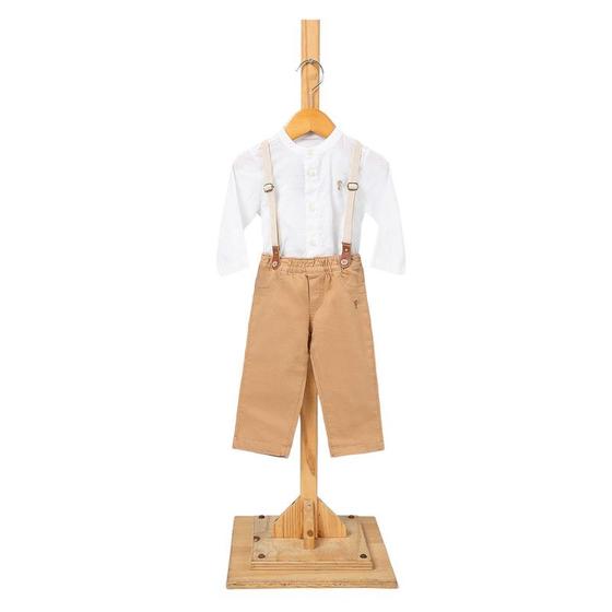 Imagem de Conjunto Infantil Menino Camisa Calça Sarja Suspensório 1026