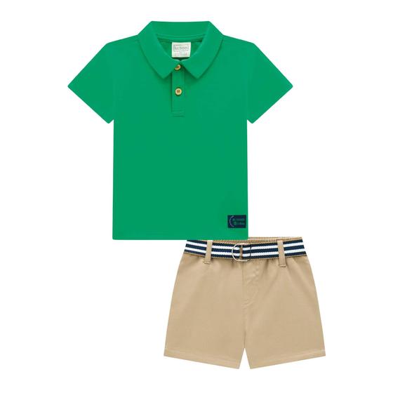 Imagem de Conjunto Infantil Menino Camisa Polo/Bermuda e Cinto Luc.Boo