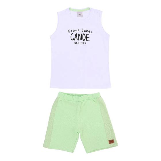 Imagem de Conjunto Infantil Menino Camisa Regata Cavada Com Bermuda Em Moletom Canoe Moda Verão Leve