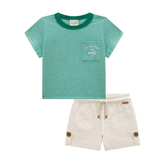 Imagem de Conjunto Infantil Menino Camiseta/Bermuda em Linho Luc.boo