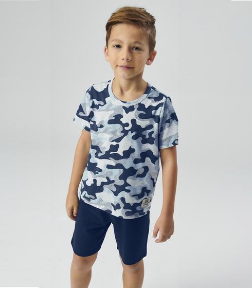 Imagem de Conjunto infantil menino camiseta camuflada e bermuda