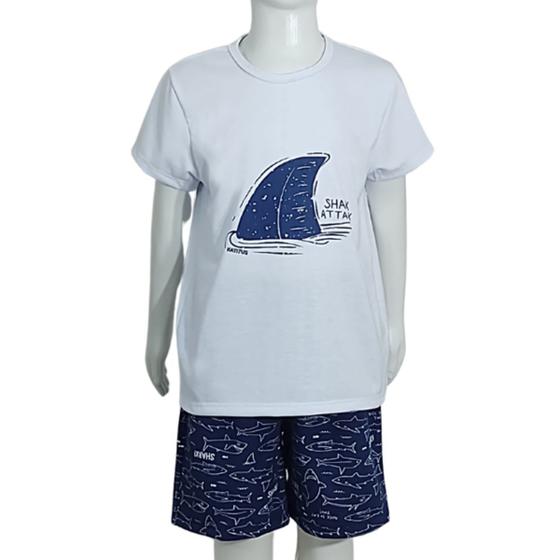 Imagem de Conjunto Infantil Menino Camiseta e Short Tubarão Azul