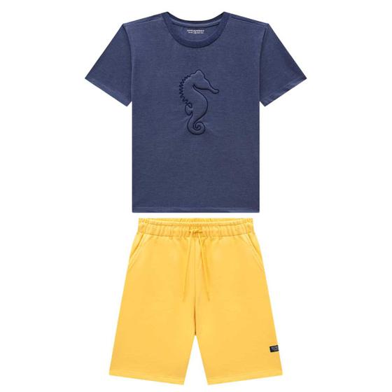 Imagem de Conjunto Infantil Menino Camiseta Malha/Bermuda Onda Marinha