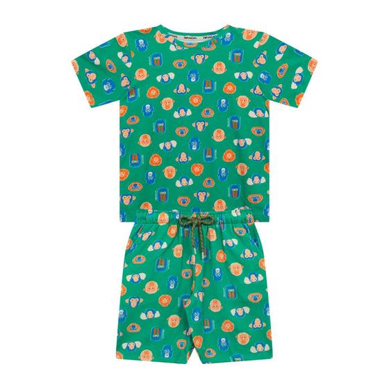 Imagem de Conjunto Infantil Menino, Camiseta Manga Curta Em Cotton E Bermuda Em Moletom Com Cadarço - Verde