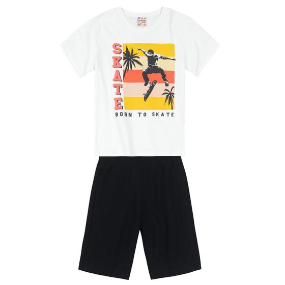 Imagem de Conjunto Infantil Menino Com Camiseta E Bermuda  Branco