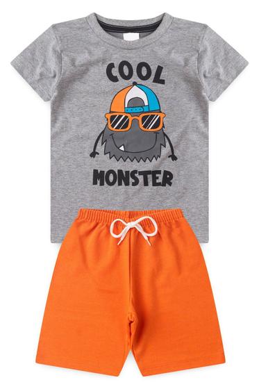 Imagem de Conjunto Infantil Menino - Cool Monster - Cinza e Laranja