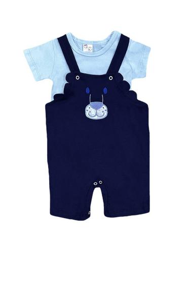 Imagem de Conjunto Infantil Menino Jardineira Leão Azul Marinho com Body - Brotinhos