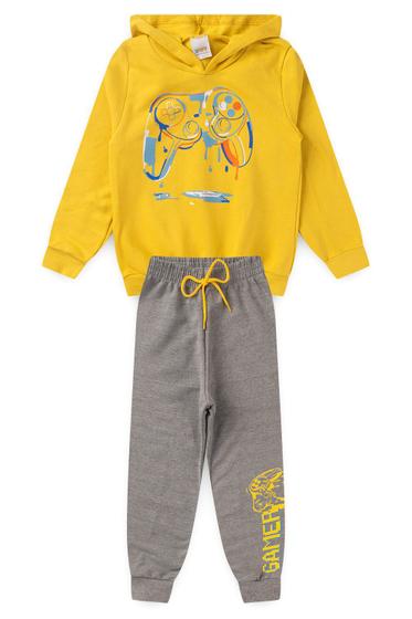 Imagem de Conjunto Infantil Menino Moletom - Controle - Amarelo e Cinza